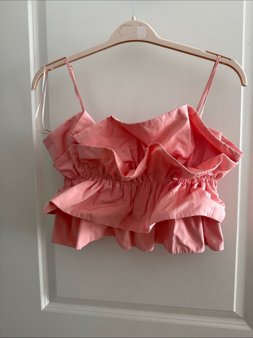Zara Pink Ruffle Bandeau Crop Top